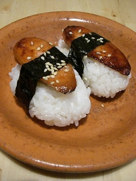 夜食にいかが☆和スパム?おさかなにぎり