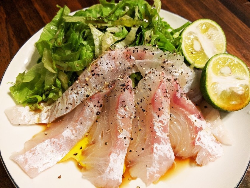 お店の味!鯛のカルパッチョ by だらず食堂 【クックパッド】 簡単おいしいみんなのレシピが363万品 お店の味!鯛のカルパッチョ by だらず食堂