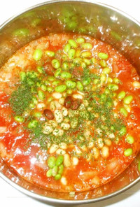 豆のミネストローネ♪簡単トマト缶水煮大豆