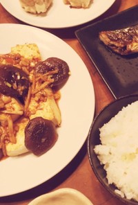 豆腐と椎茸のステーキ