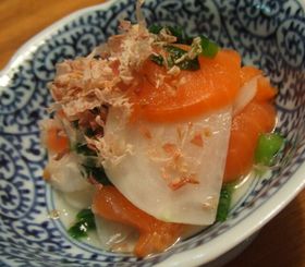 かぶとスモークサーモンの甘酢和え