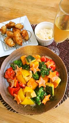 牡蠣フライに合う～温野菜＆タルタルソースの画像