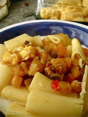 マンマ直伝☆カボチャとオリーブのパスタ