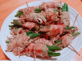 インゲンとアスパラの豚肉巻き