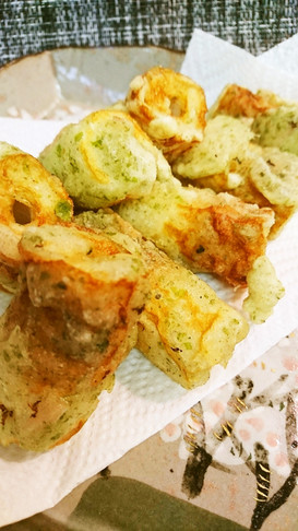 紅ショウガのちくわの磯辺揚げ