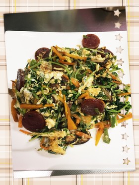 豆苗を使って☆カルパスと残り野菜で一品♡