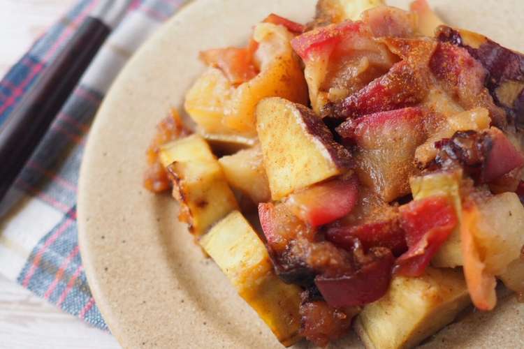 サツマイモとりんごのシナモンバター炒め レシピ 作り方 By 木村食堂 クックパッド