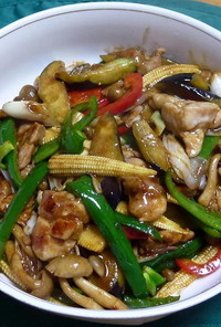 鶏もも肉と彩り野菜の中華風みそ炒め