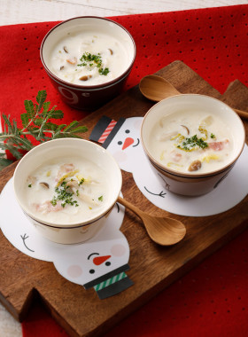 白菜ときのこのXmasクリームスープ