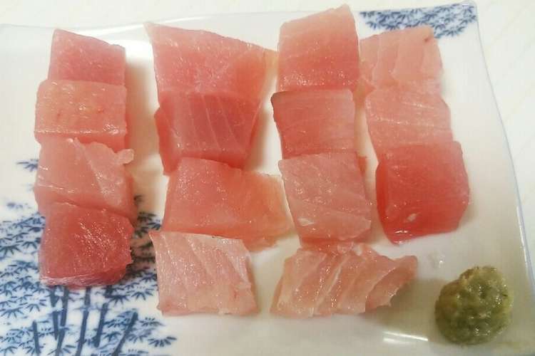 ビンチョウマグロのブロックをお刺し身に レシピ 作り方 By Gaito クックパッド 簡単おいしいみんなのレシピが364万品