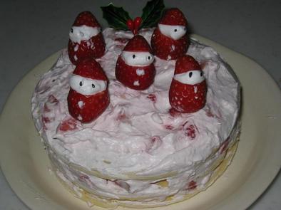 イチゴのクリスマスケーキの写真