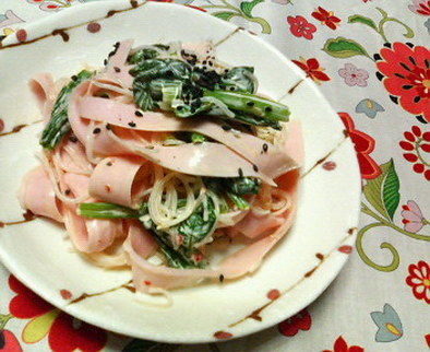 ✿魚肉ソーセージと小松菜の❀春雨パスタ✿の写真