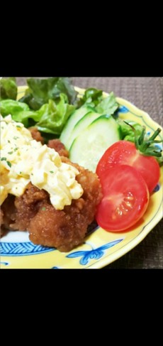 冷凍からあげでチキン南蛮風。