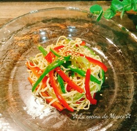 *押し豆腐風♪沖縄島豆腐麺de中華和え*