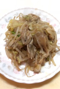 モヤシ・キャベツ・舞茸のお好み焼き風炒め