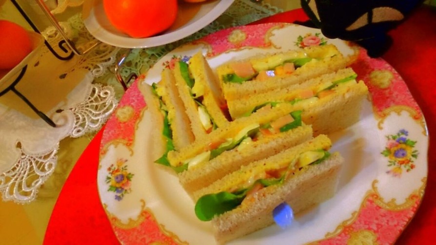 玉子＆ハム＆サラダ菜サンドイッチ^_-☆の画像