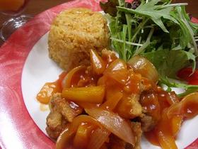 鶏からあげのパイナップルあんかけ