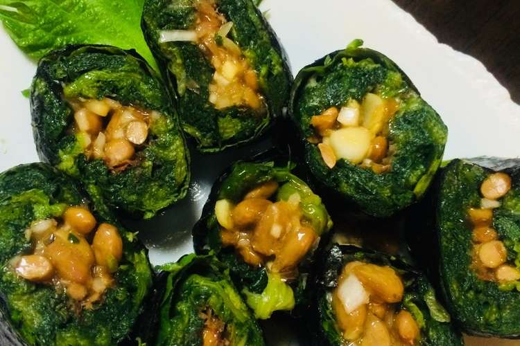 ヘルシーおつまみ ほうれん草の納豆巻き レシピ 作り方 By まめちよ12 クックパッド 簡単おいしいみんなのレシピが352万品