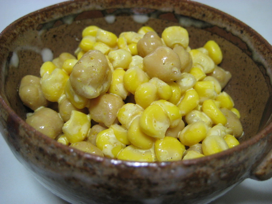 ひよこ豆とコーンのカレーマヨ和えの画像