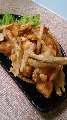 鶏ごぼうから揚げ~甘辛たれ♡