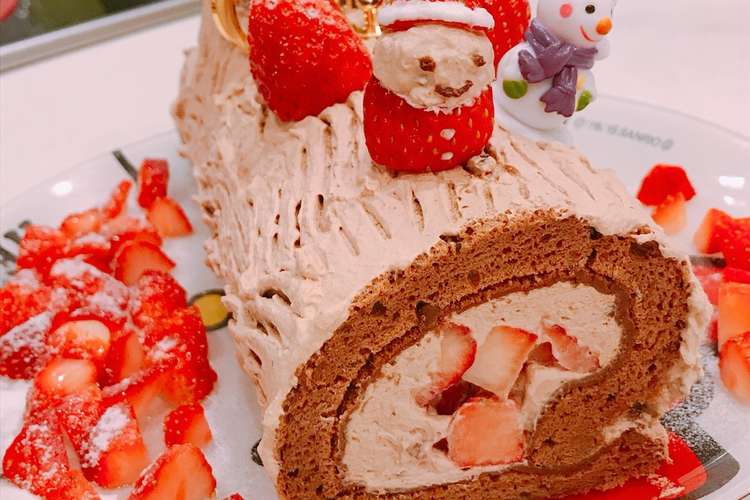 クリスマスケーキ 苺入りブッシュドノエル レシピ 作り方 By クックまいななパパ クックパッド