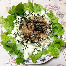 美味☆豆腐と玉ねぎとレタスのサラダ