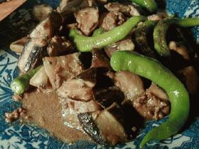 甘長唐辛子と茄子の中華風肉味噌炒め