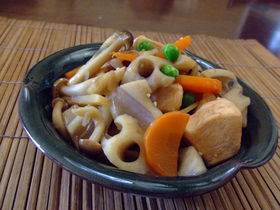 鶏肉と根菜のピリ辛煮