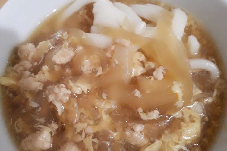 鶏のひき肉と卵の玉ねぎあんかけうどん レシピ 作り方 By クックるん 戦隊 クックパッド 簡単おいしいみんなのレシピが360万品