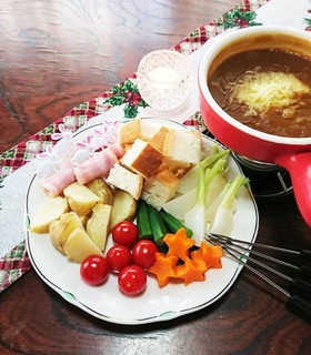X'masにも☆残り物でカレーフォンデュ