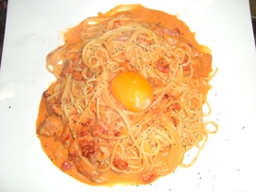 簡単☆美味しい☆チリカルボナーラ