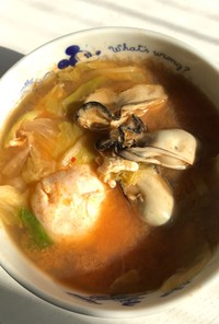 プリップリ☆牡蠣のチゲ鍋風スープ