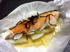 ハマチの塩昆布蒸し
