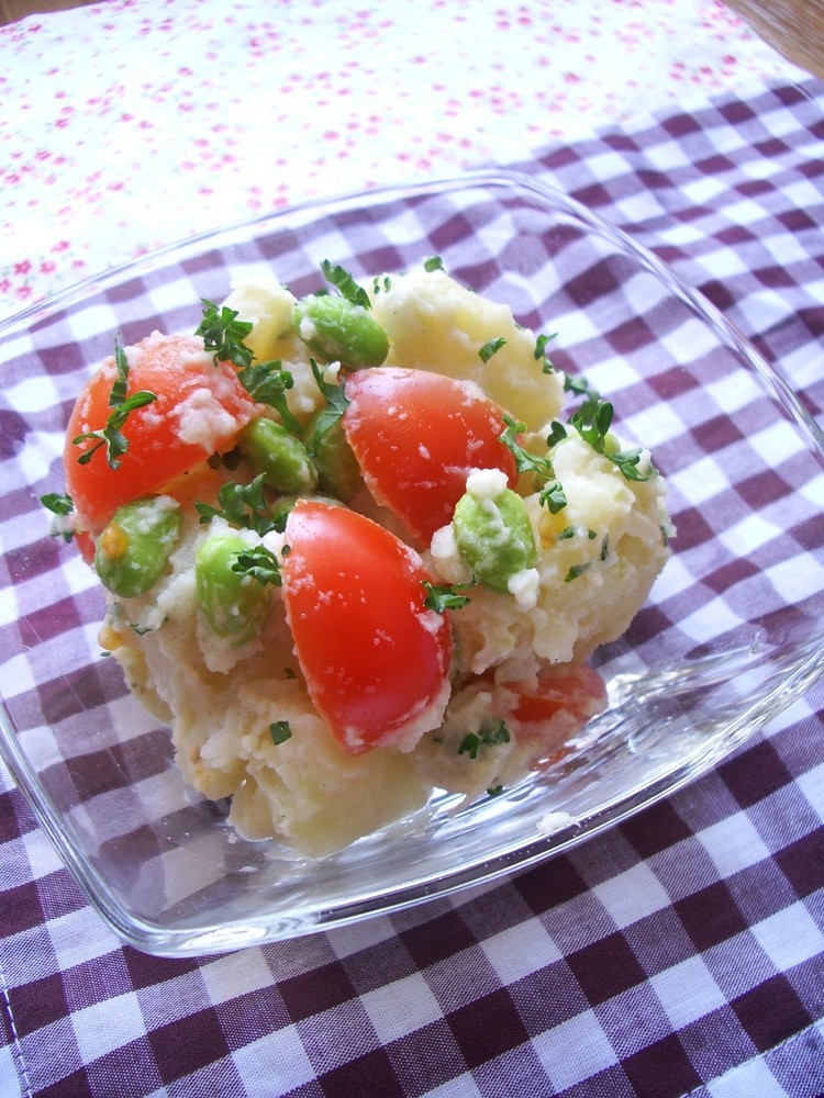 枝豆とプチトマトの☆フレッシュポテサラ☆の画像