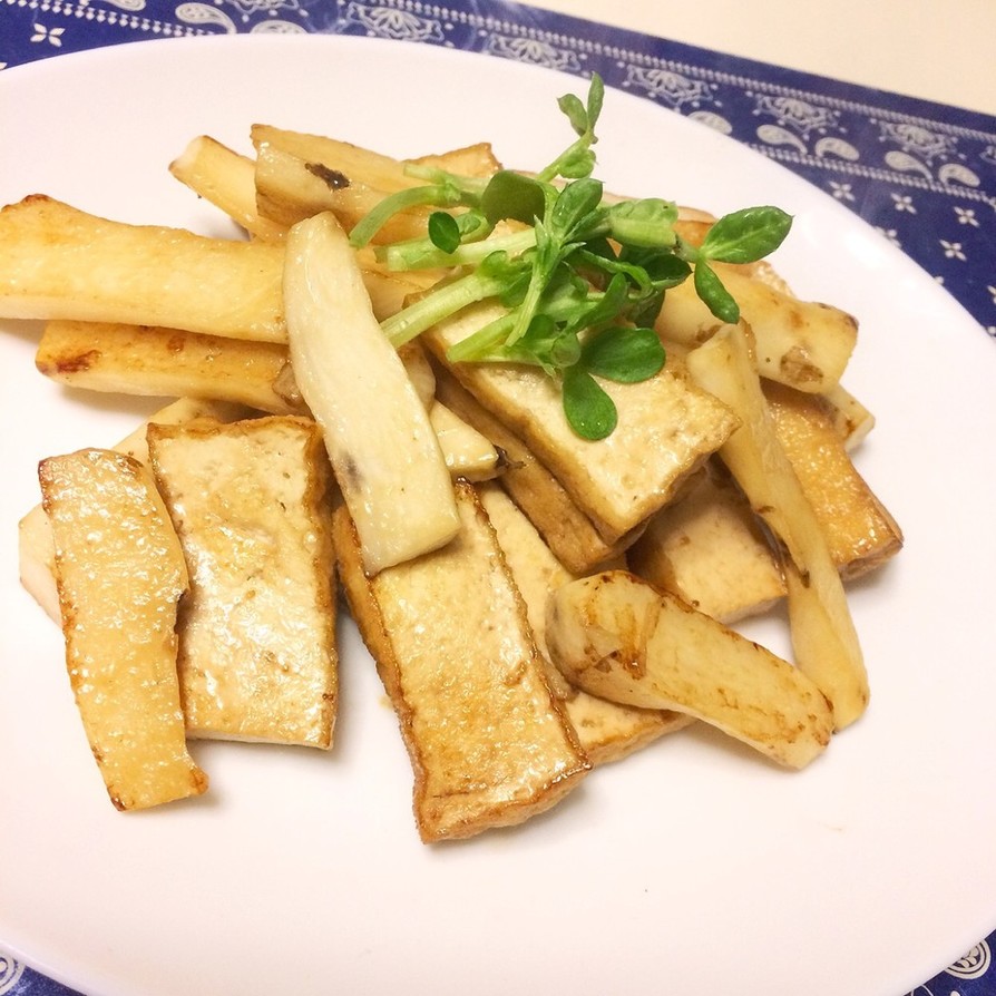 簡単♡山芋と厚揚げ豆腐のバター醤油炒めの画像
