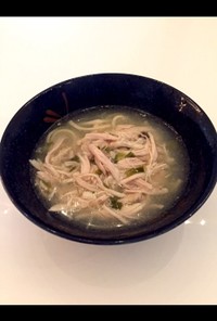 鶏肉の雑炊風ネギ生姜スープ