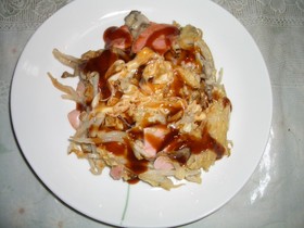 魚肉ソーセージのお好み焼き