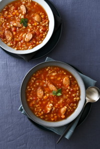 大麦とアルバータソーセージのスープ