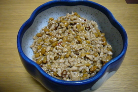 挽肉納豆炒め