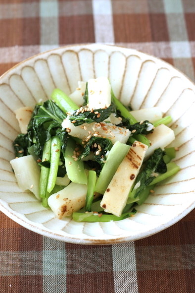 カルシウム摂ろう！小松菜と長芋の塩糀炒めの写真