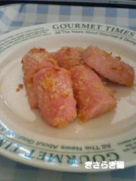 おさかなソーセージのパン粉焼き