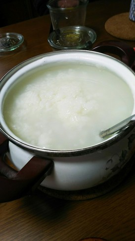 生米から作るおかゆ