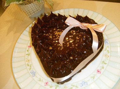 本命バレンタインに♡ハートのチョコケーキの写真