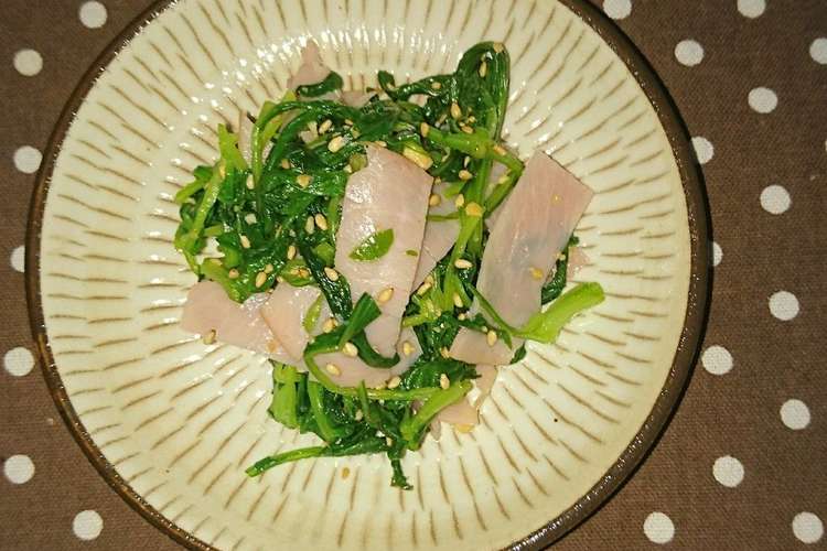 栄養満点 菜っ葉とハムのゴマ和え レシピ 作り方 By Michi 630 クックパッド