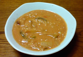 トマトとベーコンベースの野菜豆乳リゾット