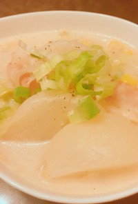 白菜と蕪のミルク味噌スープ