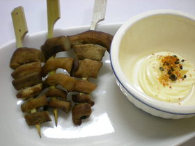 簡単!シイタケじくの串焼き