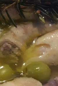 白ワインとオリーブで鶏もも肉煮込み