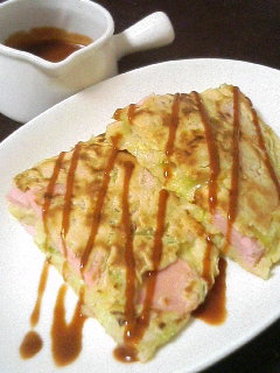 おさかなソーセージのふんわりお好み焼き