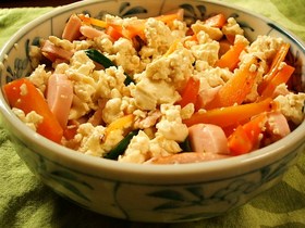 おさかなソーセージの豆腐和え